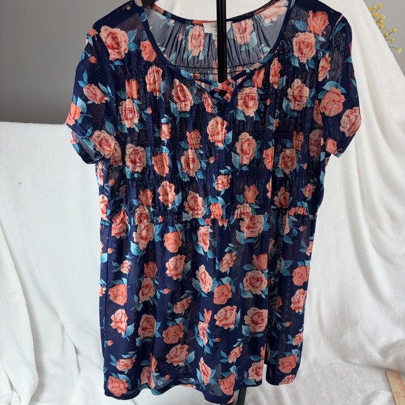 Siren Tops - Siren Lily Maternity Large Sheer Floral Lightweight Breathable Flowy Chic Mom
